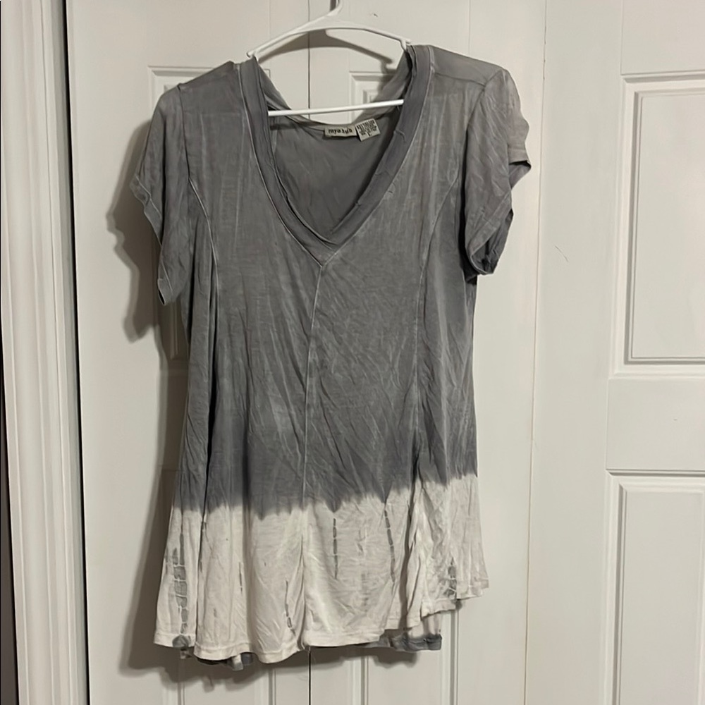 Gray and White Women's Top